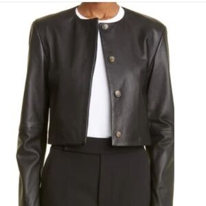 Loulou Studio Crop Leather Jacket in Black at Nordstrom